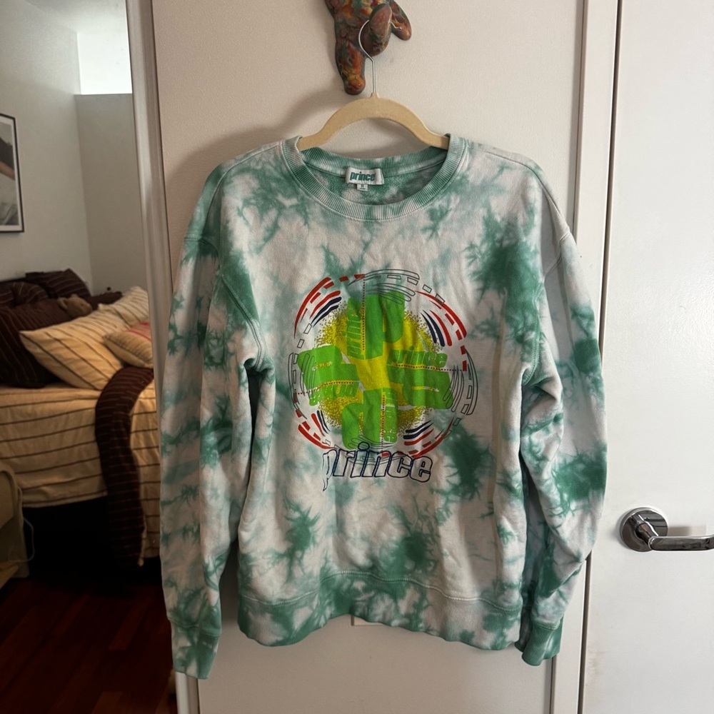 Prince Tie‎ Dye Crewneck Sweatshirt Green White Graphic M